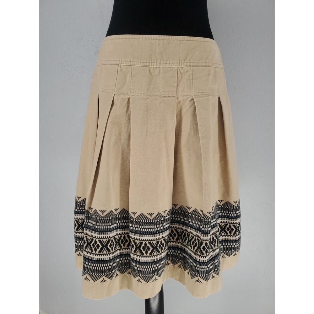 Ann Taylor LOFT Sz 4 | Cotton Tan Pleated Corduroy‎ A-Line Skirt Academia Preppy